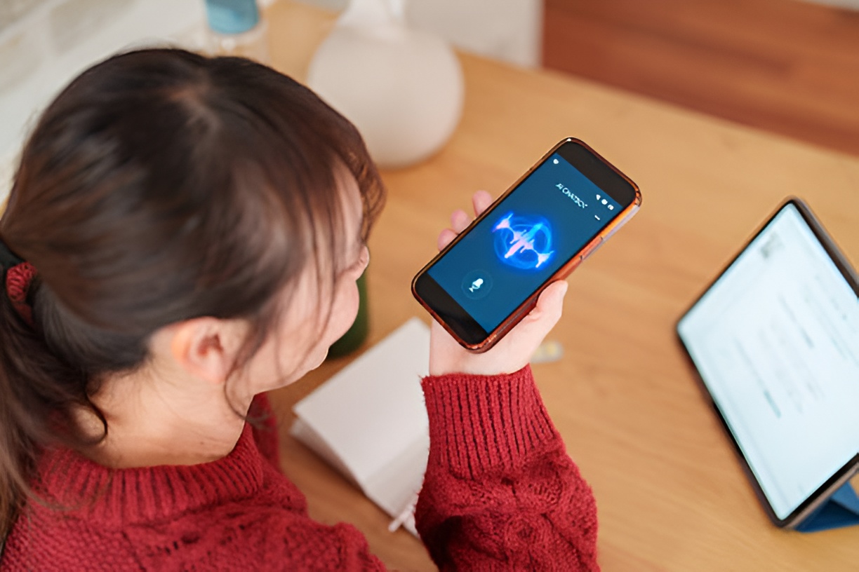 Woman using AI for health-related information