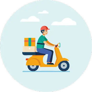 Delivery rider on a yellow scooter